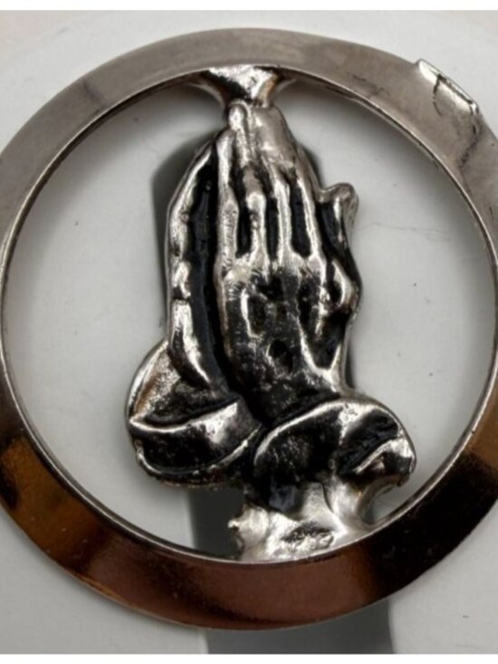 VTG Silver Tone Praying Hands Brooch Religious Christian Pin Retro Fashion Jewel - Picture 1 of 6